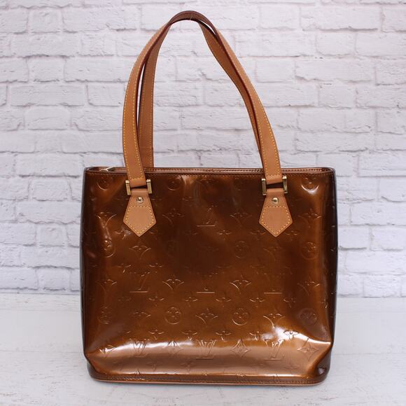 Louis Vuitton Houston Caramel Vernis Satchel Shoulder Handbag Purse Tote A5121 - Picture 1 of 11